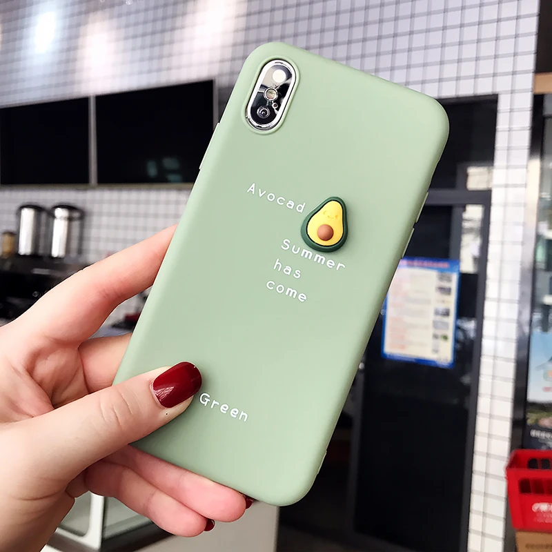 Мягкий силиконовый чехол для телефона с 3D узором для iPhone 11 11Pro Max, милые фрукты, авокадо, задняя крышка для телефона чехол для iPhone 7 8 XS Max XR - Цвет: Avocado