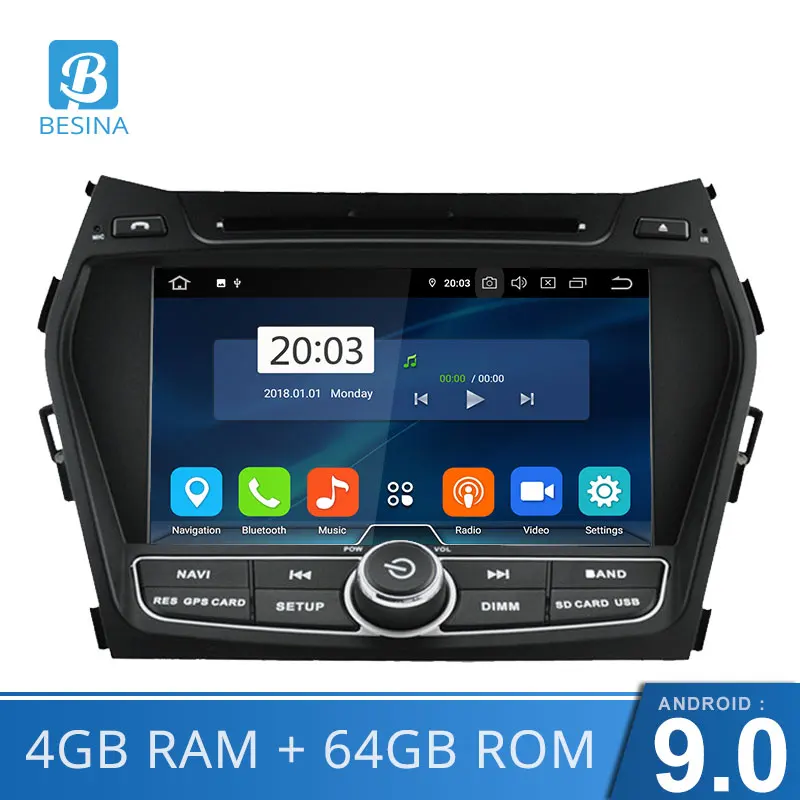 Besina Android 9.0 Car DVD Player for Hyundai IX45 Santa Fe 2012-2015 GPS 2 Din Car Radio Stereo Multimedia Autoaudio WIFI RDS Besina Android 9.0 Car DVD Player for Hyundai IX45 Santa Fe 2012-2015 GPS 2 Din Car Radio Stereo Multimedia Autoaudio WIFI RDS