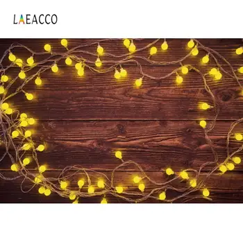 

Laeacco Christmas Decorative Light Wooden Board Baby Photography Backgrounds Customized Photographic Backdrops for Photo Studio