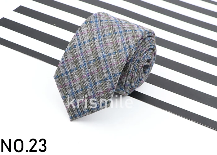 Men's Business Diamond Check Tie Artificial Wool Cotton Dark Color Tie Striped Black Grey Necktie For Daily Accessory Paty Gift