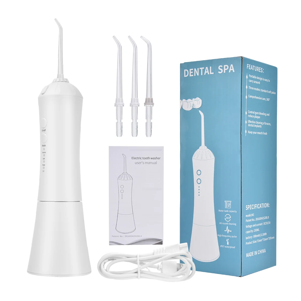Water Flosser Professional Cordless Dental Oral Irrigator Portable Rechargeable IPX7 Waterproof Pink With 3 Models |