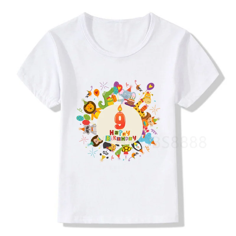 1-9 Kids Cartoon Animals Party Birthday Number Name Print T Shirt Children Animal Birthday T-shirts Boy&Girl Funny Gift Tshirt children's age t shirt	 Tops & Tees