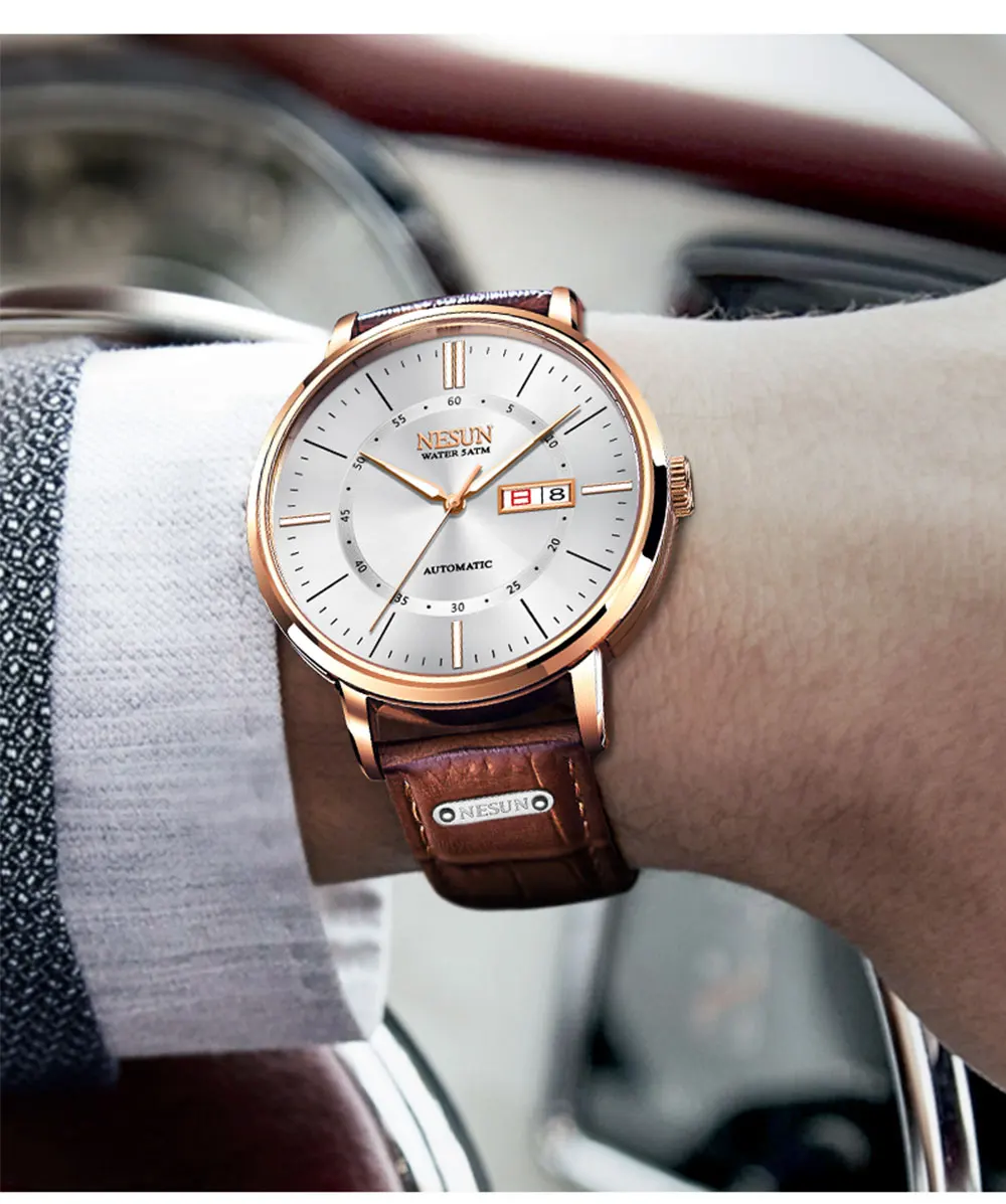 Switzerland Nesun механические мужские часы Роскошные 316l Чехол для мужчин Автоматический ход t для Miyota бренд кожа Relogio Masculino 9209