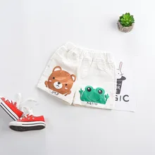 Летние шорты с героями мультфильмов 019, новые стильные детские джинсы с героями мультфильмов шорты-бермуды в Корейском стиле мужские и женские, Детские гусеничные шорты