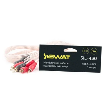 

Swat sil-430 межблочный cable 4rca-4rca, 3.0 meter, коаксиал, transparent, copper