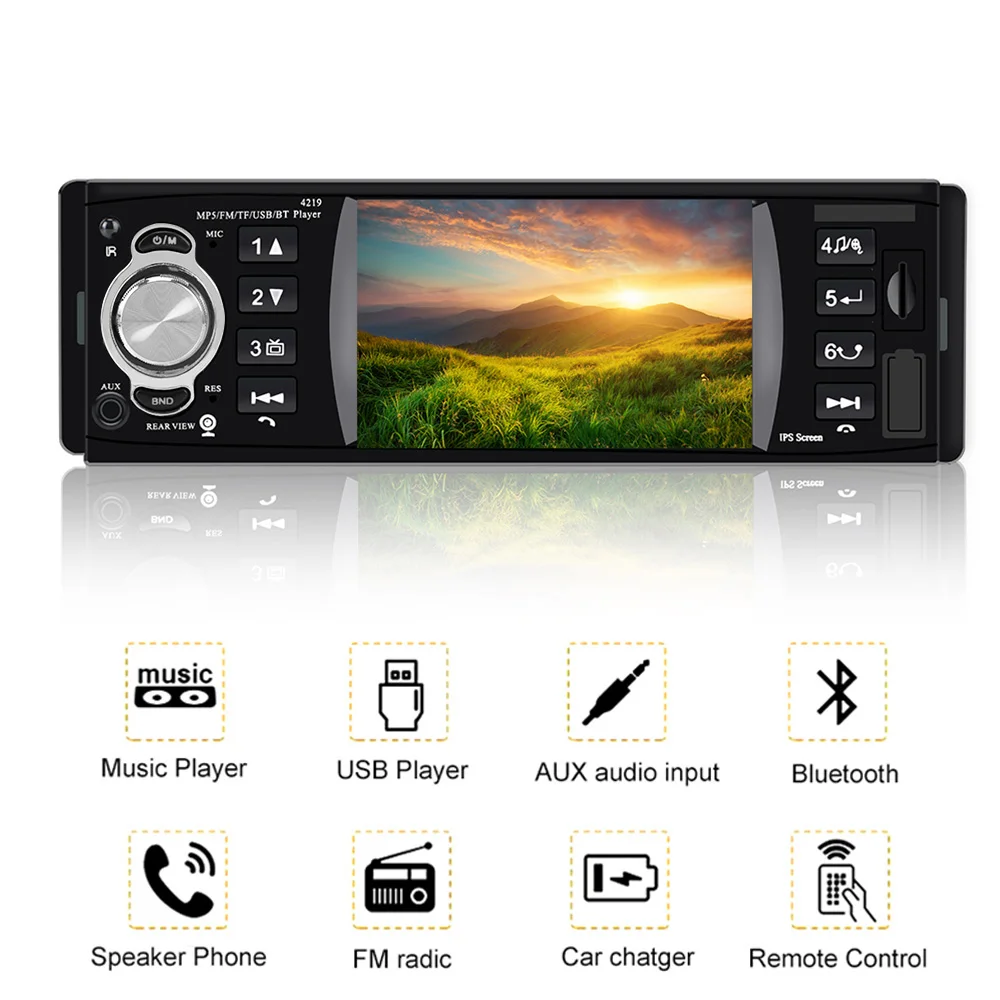Автомагнитола 1 Din 4 дюйма Bluetooth 2 mp5-плеер TF USB быстрая зарядка ISO дистанционное