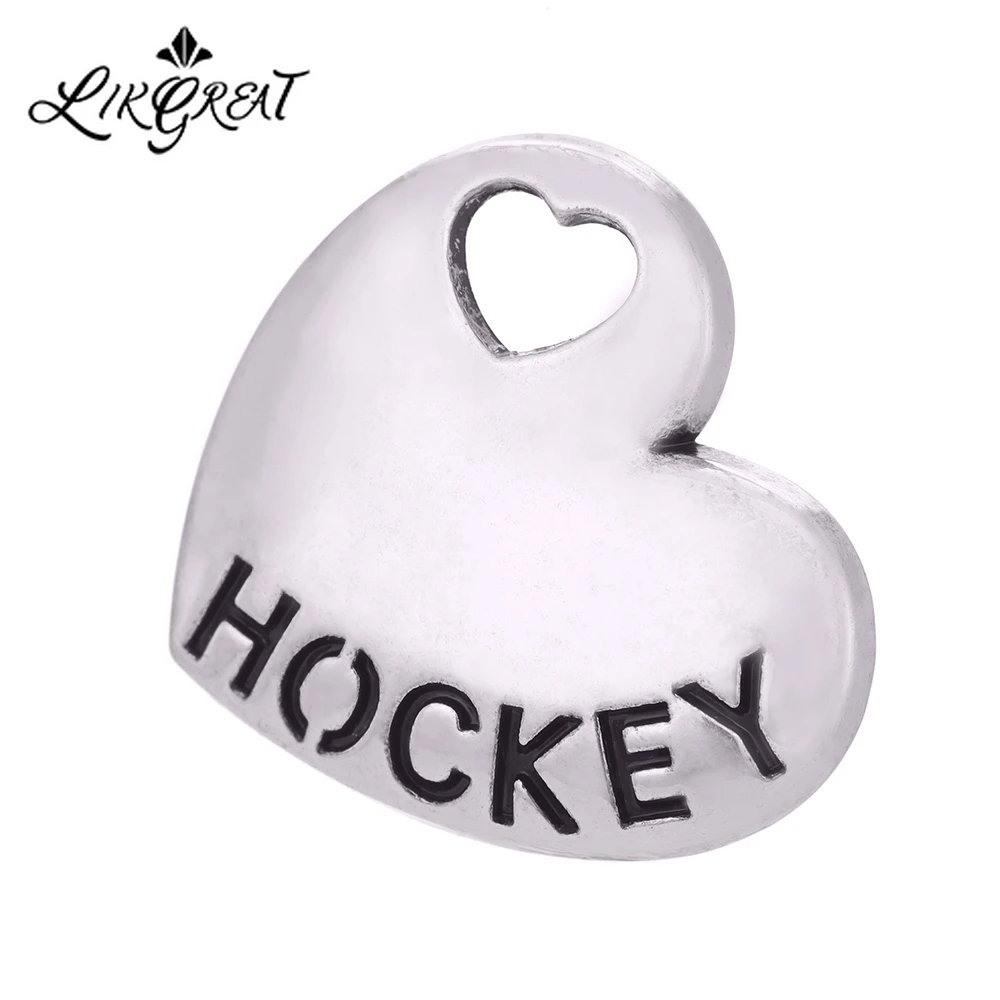 LIKGREAT Field Hockey Letter Pendants Silver Plated Heart Floating Charms Jewelry Gifts for Hockey Enthusiast|Charms| - AliExpress