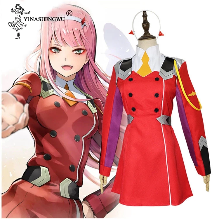 Anime Darling Franxx 02 Cos Service National Team Strelitzia Reginae Cosplay Costume Women Dress Holloween(Dress+Headgear+Socks) |