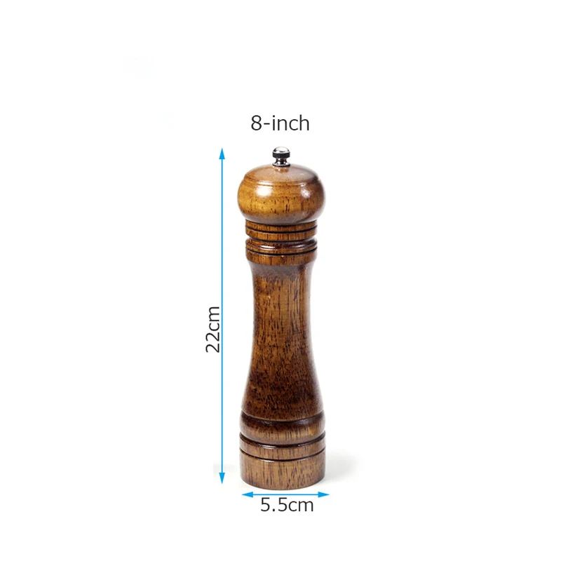 8 inch Мельница для соли и перца, мельница для перца из твердой древесины с сильной регулируемой Керамической шлифовальной машиной " 8" 1"-кухонные инструменты - Цвет: 8 inch