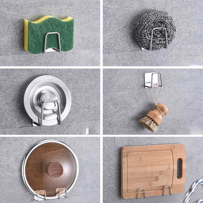 Kitchen Sponge Holder Sink Drain Rack Kitchen Wall Hooks Sink Sponge Rack Drain Storage Shelf Kitchen Under Sink Storage Rack 6