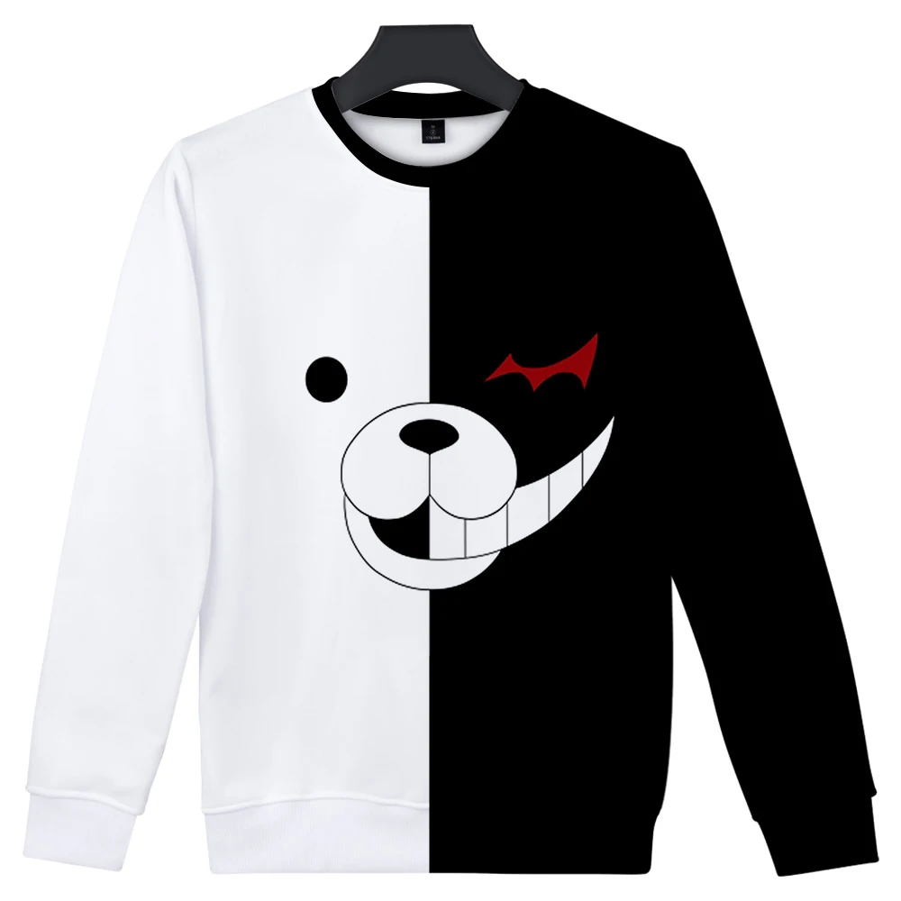 Японское аниме Danganronpa Косплей Монокума костюм Толстовка толстовка для мальчиков и девочек черный белый медведь толстовка пуловеры унисекс