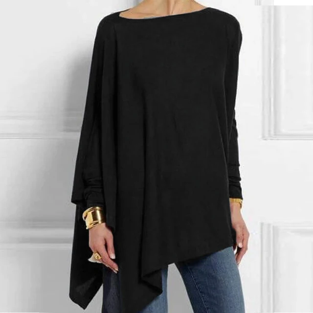 US $8.99 Cotton Irregular Womens Tops And Blouses Casual O Neck Long Sleeve Top Female Tunic 2020 Spring Plu