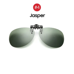 Rimless Round Polarized Flip - Up Oversized Sunglasses with Blue Mirror Lens (4 Jasper)