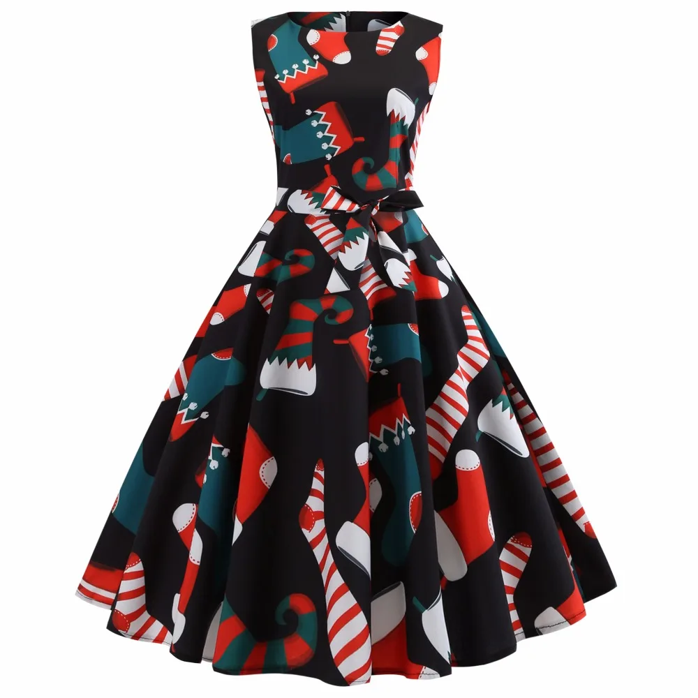 

13-20 years Christmas Dress Girls Santa Claus Print Long Elegant Dress For Girls Party Dress Children Kids Halloween Costume