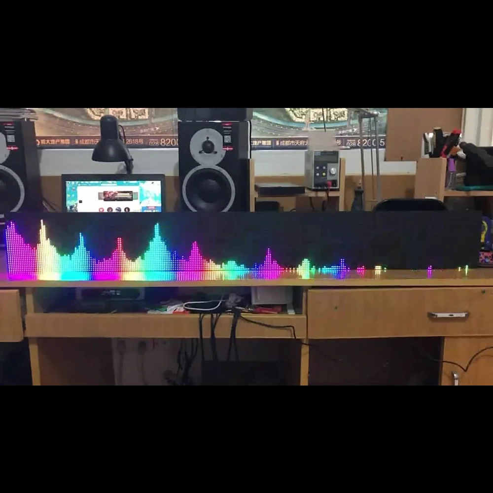 Professional Full Color Music Spectrum Display RGB Sound Control Remote-Control KTV Rhythm Light 160 Colors Brightness Adjusted 2