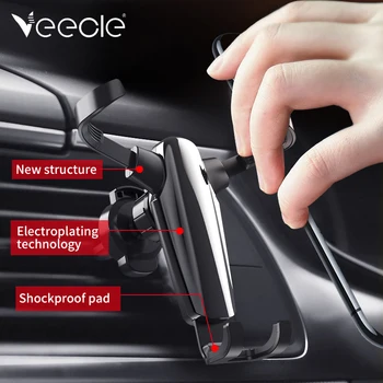 

Veecle Universal Car Bracket Gravity Car phone Holder GPS phone stand Clip Air Outlet for Car Compatible with Most Smartphones