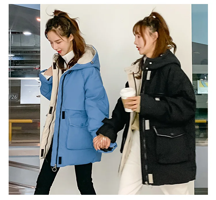 Autumn And Winter New Style Korean-style INS Online Celebrity Loose Casual Hooded Cotton-padded Clothes Workwear Coat