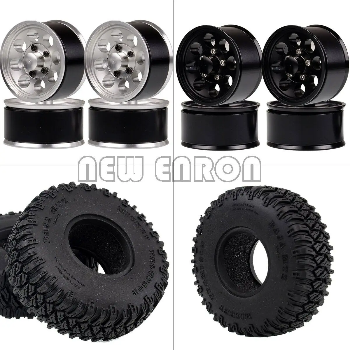 New Enron 1.55 Lega Beadlock Ruote Mozzi Cerchi Pneumatici 4P Per 1/10 Rc Crawler Tamiya Cc01 Lc70 Rc4Wd D90 Tf2 Mst Jimny Axial 90069