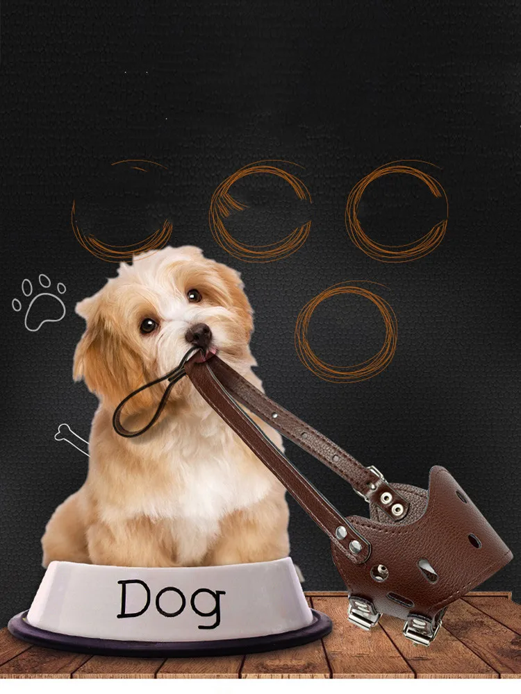 Pet Dog Muzzle Adjustable Breathable Mask PU Leather Anti Bark Bite Chew Safety for Small Large Dogs Mouth Soft Muzzles Training