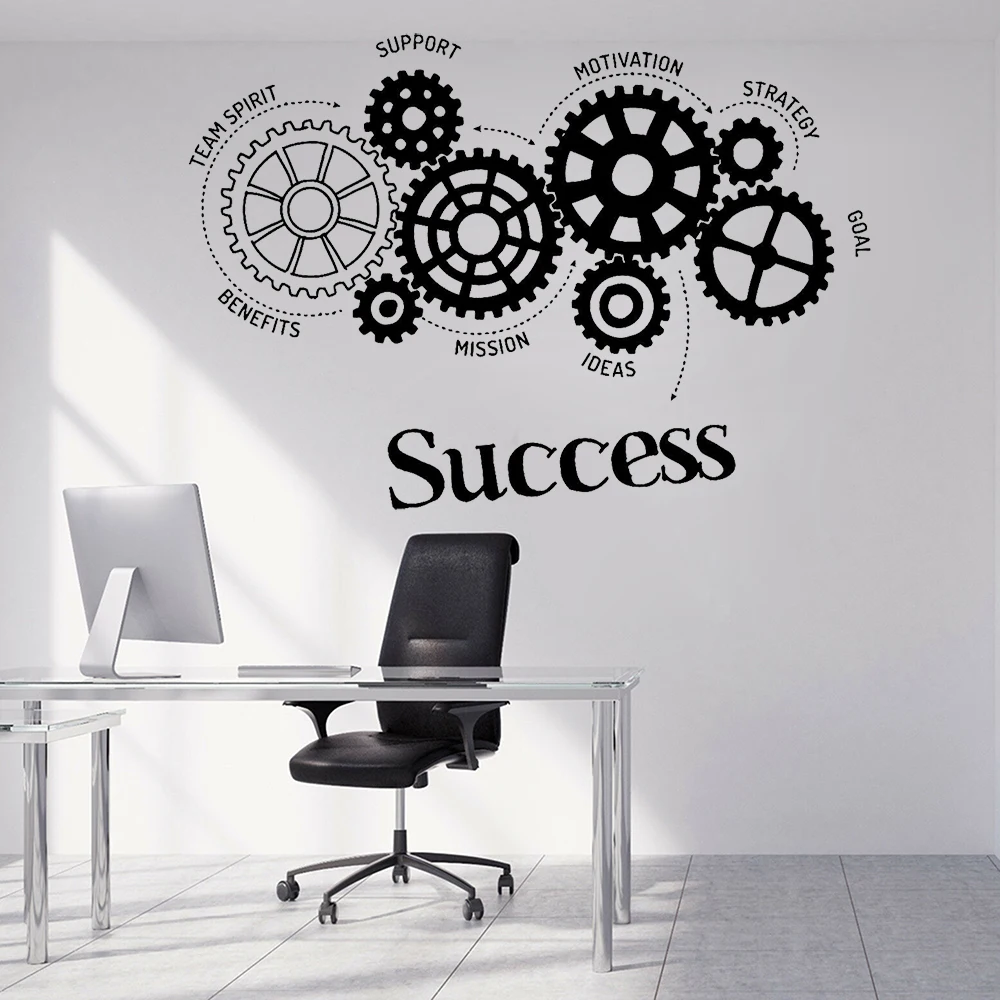 

Office Motivation Vinyl Wall Decal quotes Success Words Gears Office Study Wall Stickers Originality Wall Decoration Poster Z338