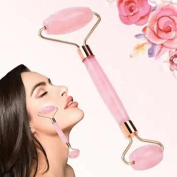 

Gua Sha Jade Rose Quartz Stone Face Board Tool Pink Heart Shaped Skin Massager,massage oil natural gemstone crystal glass bottle