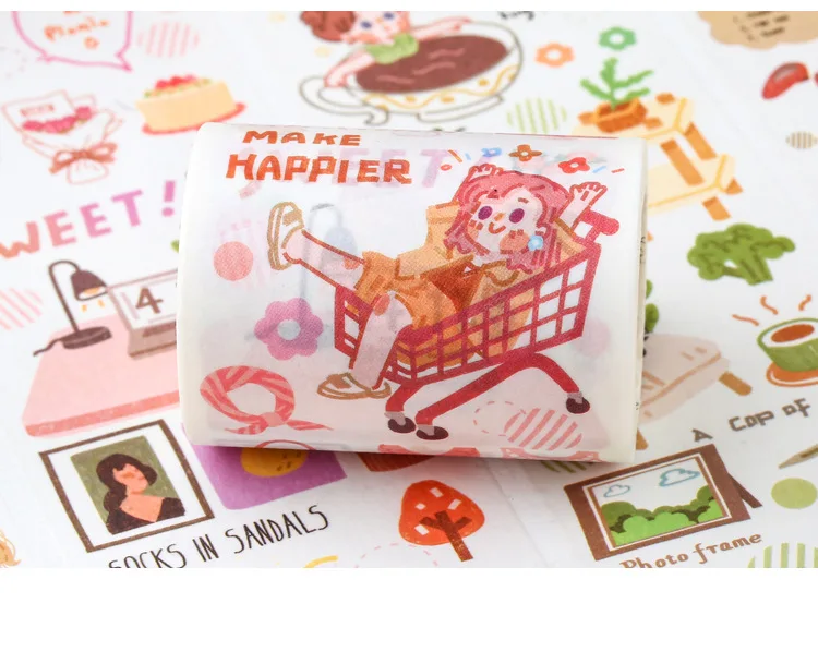 Mohamm Cute Salt Little Person Diary Kawaii Washi Masking Tape Paper Scrapbooking Stationery Decorative Tape