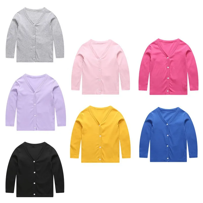 Верхняя одежда из хлопка для маленьких девочек; однотонное пальто-кардиган; детская одежда; детская куртка для девочек; От 2 до 10 лет