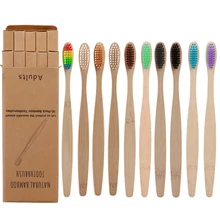 50 упаковок, новая зубная щетка из бамбукового волокна, многоцветная деревянная зубная щетка с бамбуковой ручкой, зубная щетка brosse a dent bambou