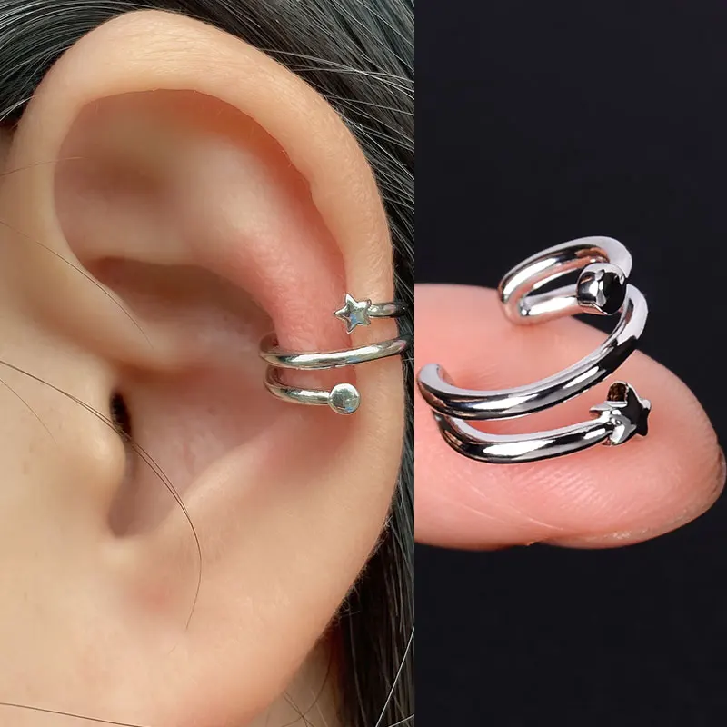 1 Pc Stackable Cuff Wrap Clip On Earrings Women Girls Climber Ear Cartilage Bone Clips Fake Earing Non Piercing Without Holes 