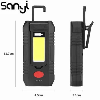

4 Modes LED Flashlight Super Bright Work Light Torch 360 Rotate Portable Lanterna USB Charging LED+COB Flash Lamp with Clip&Hook