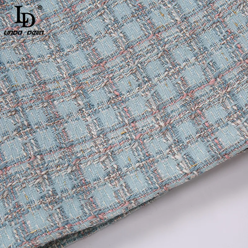 LD LINDA DELLA Autumn Winter Women Tweed Weave