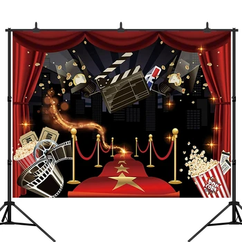 

Hollywood Photography Backdrop Movie Night Stage Red Carpet Party Decor Background Photo Shoot Prop Studio Photocall