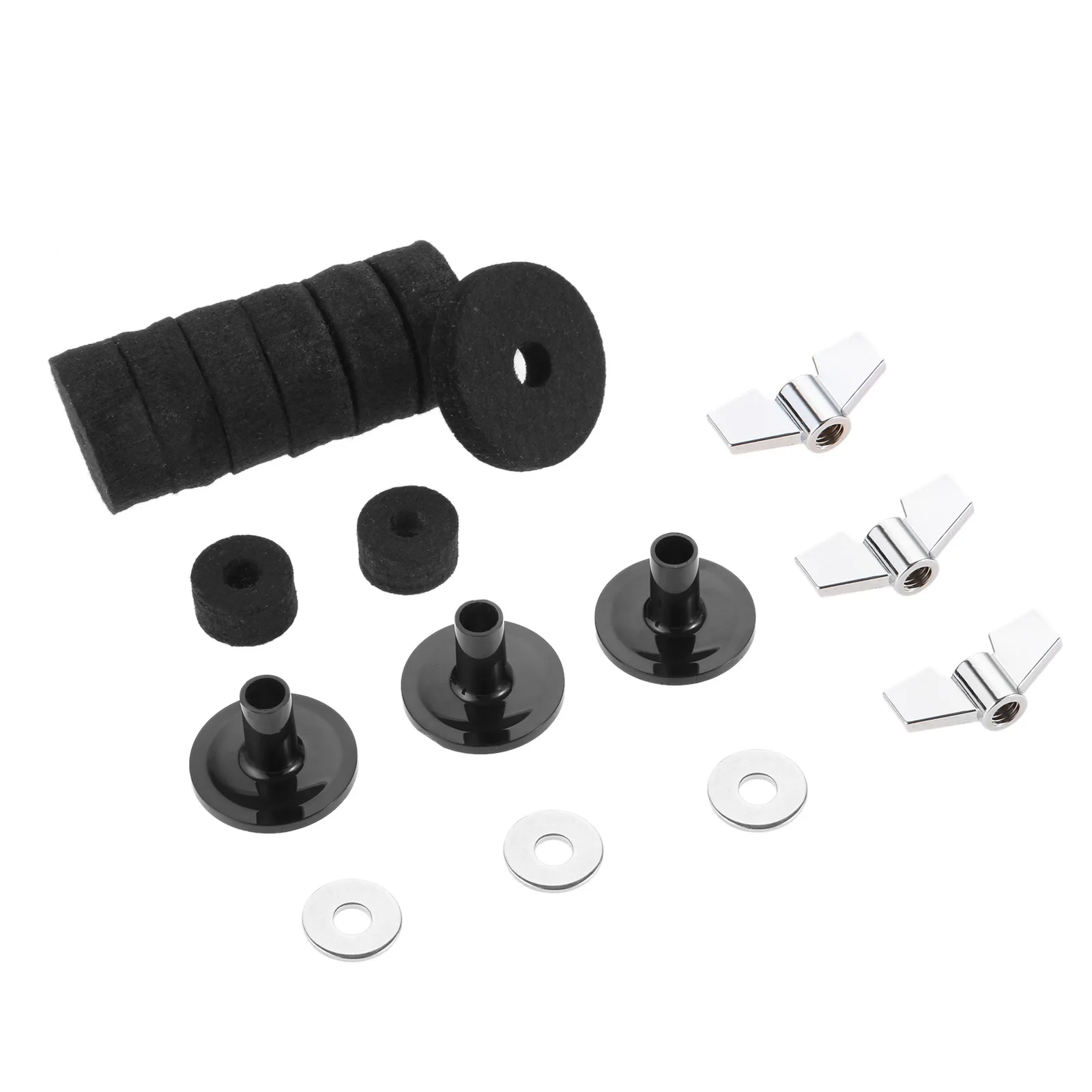 Cymbal Felts Hi-Hat Clutch Felt Hi Hat Cup Felt Cymbal Stand Sleeves Base Wing Nuts Washer for Drum Set 18Pcs