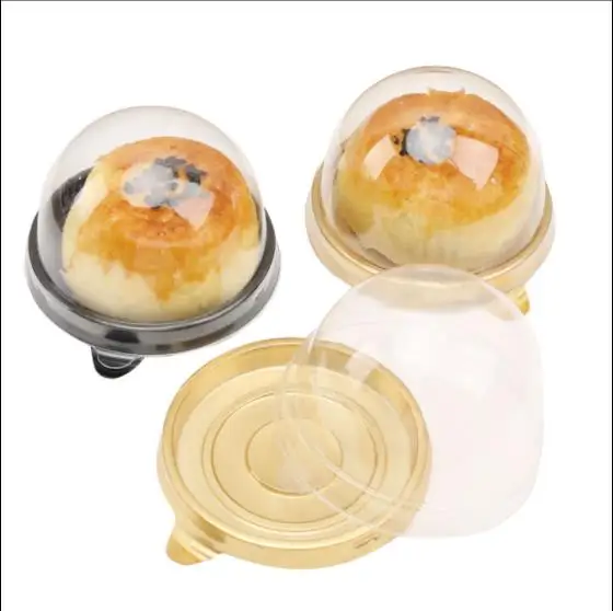 

50pcs/25set Clear PVC Transparent Cupcake Box round Wedding Gift Box With Base Inside Wedding Party Gift Box And food Packaging