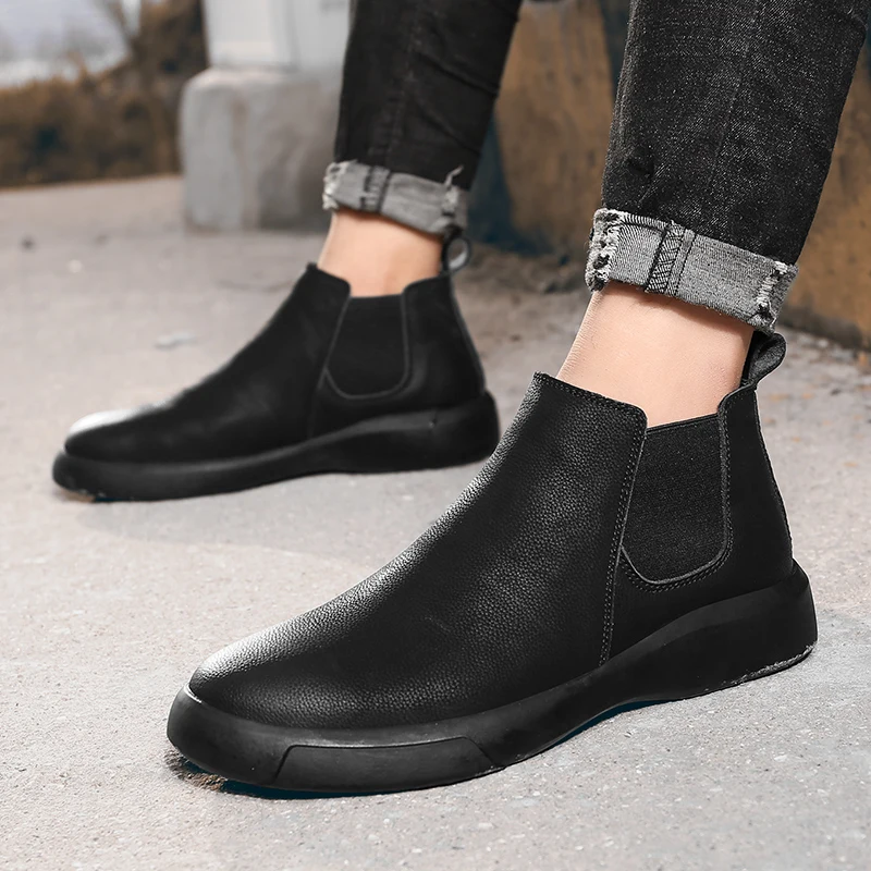 YEINSHAARS/большой размер; зимние ботинки «Челси»; Мужская обувь из натуральной кожи; мужские Ботильоны; модная брендовая осенне-зимняя мужская обувь