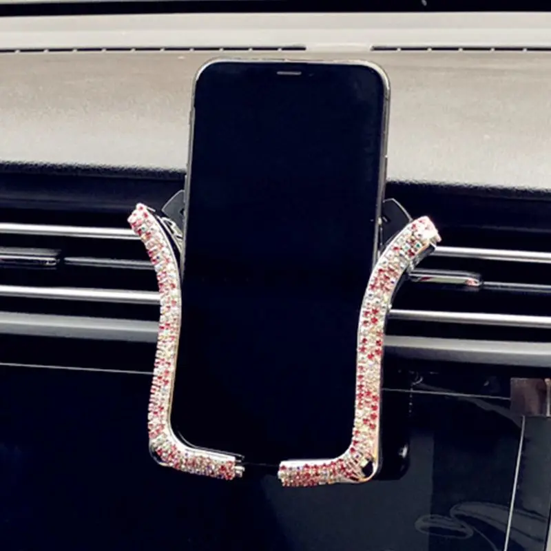 

Universal Car Phone Holder With Shiny Crystal Rhinestone Car Air Vent Mount Clip Cell Phone Holder For iPhone Car Holder 6 Color