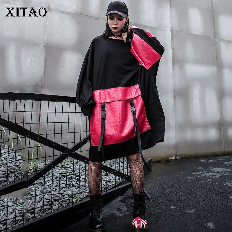 XITAO Tide личности плюс размер платье женская одежда 2019 мода лоскутное большой