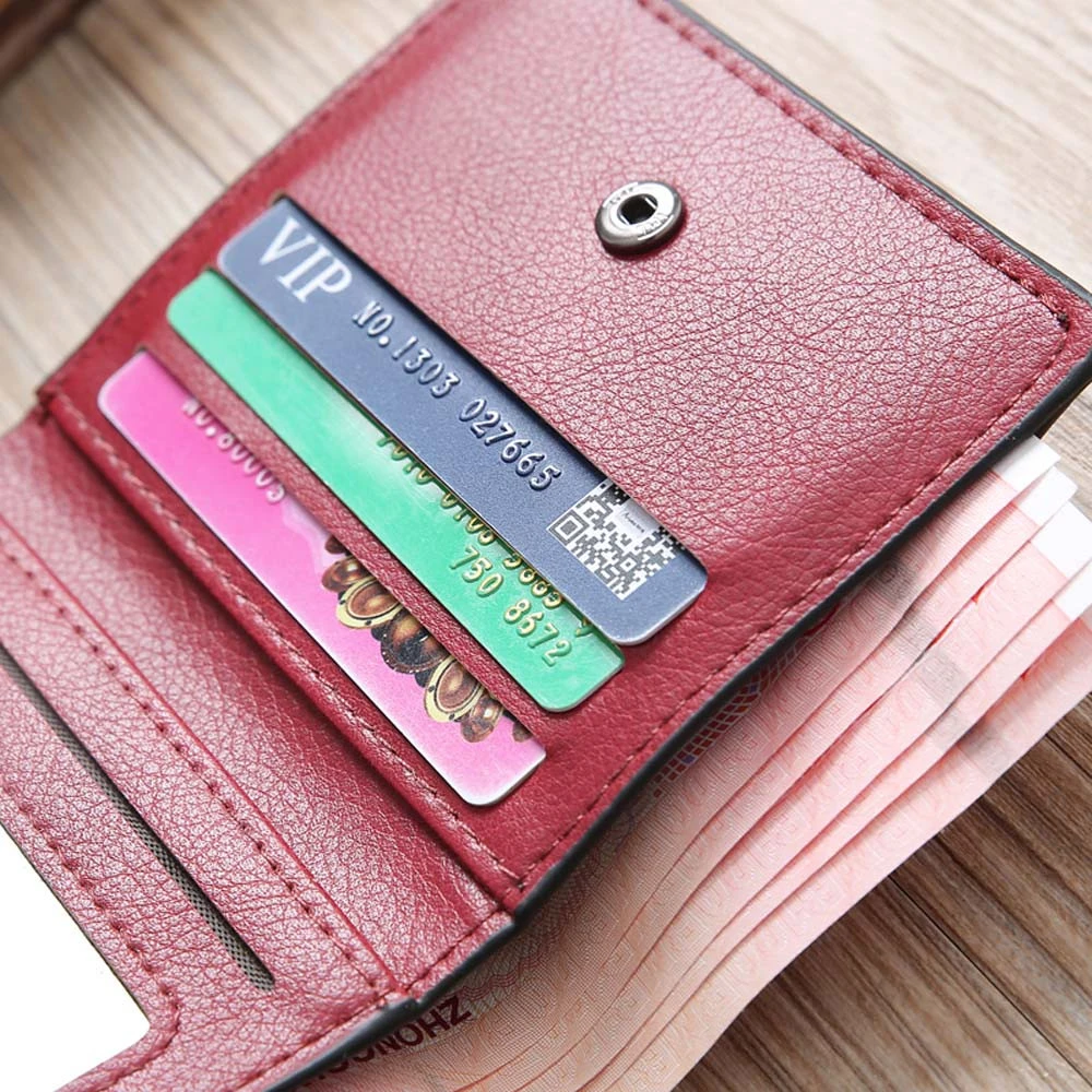 Wallet Female Women Leather Folding Coin Purse Hasp Short Vintage Fashion Lady Wallet For Credit Cards Carteira Feminina 816