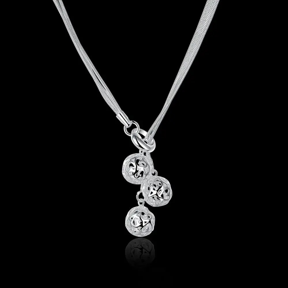 Trendy 925 Sterling Silver Cute Ball Pendant Necklace Clavicle Necklace Female Charm Fine jewelry For Women Birthday Present