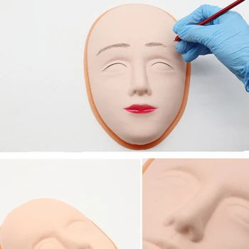 

5D Facial Tattoo Training Head Silicone Practice Permanent Makeup Lip Eyebrow Tattoo Skin Mannequin Doll Face Head