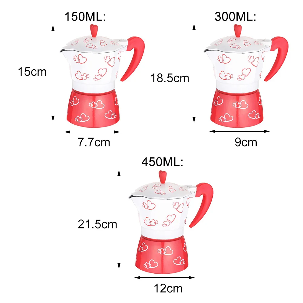 Кофеварка Перколятор чайник ручная плита домашний красное сердце Печатный кофейник алюминиевый сплав романтическая кухня с ручкой кипячение