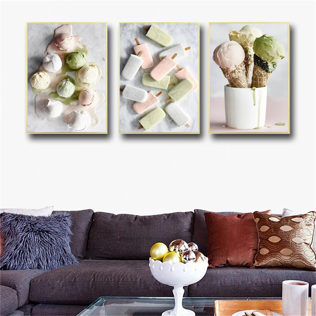Скандинавские вкусные мороженое холст картины плакаты и принты настенные для