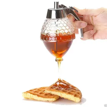 

200ml Honey Dispenser Jar Container Cup Juice Syrup Kettle Kitchen Bee Drip Stand Holder Portable Storage Pot