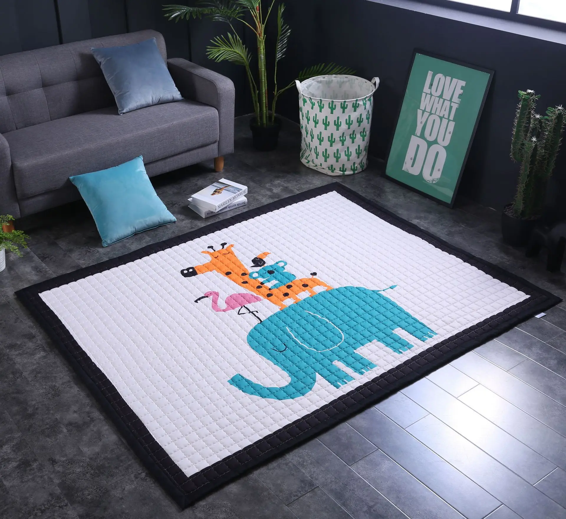 Скандинавский мультяшный детский игровой коврик, коврик для ползания, коврик для йоги, кухонный коврик для входа, нескользящий мягкий хлопковый ковер