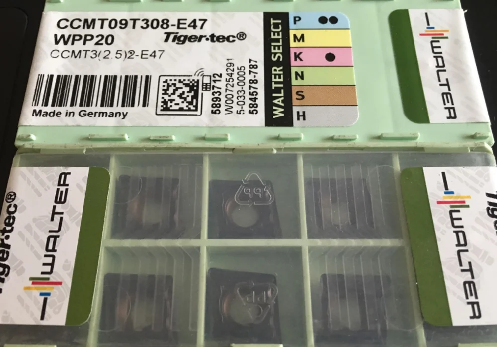 WALTER 10 шт карбидные вставки CCMT09T308-E47 WPP20
