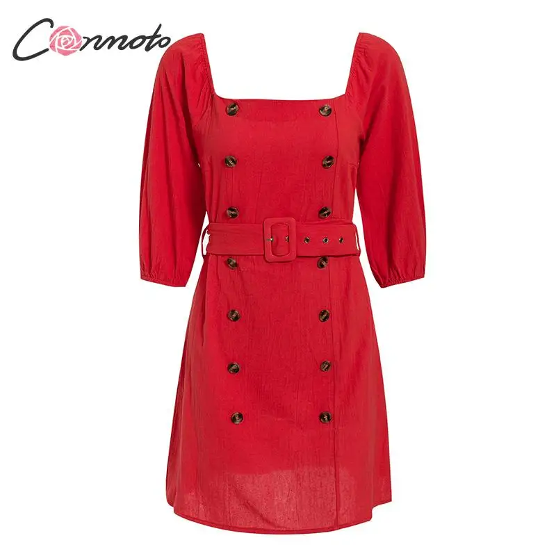 Conmoto модное короткое платье с открытыми плечами Сексуальное Женское деловое шикарное красное с высокой талией трапециевидное свободное кружевное платье Vestidos