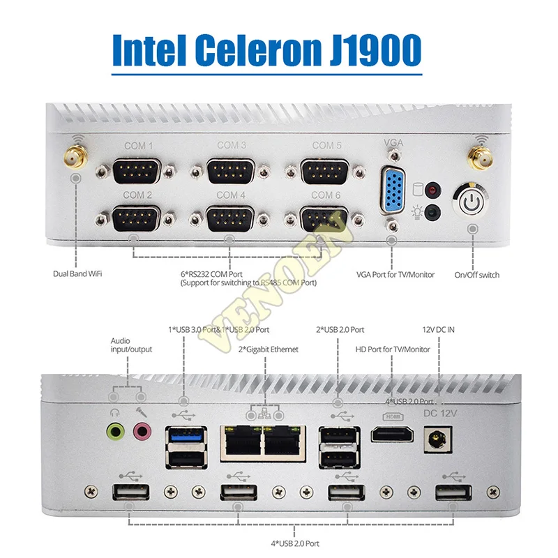 Безвентиляторный промышленный ПК 3 дисплея Core i5 8250U двойной Intel Lan Core i7 5500U RS232 RS485 COM ITX PC Celeron прочный компьютер J1900