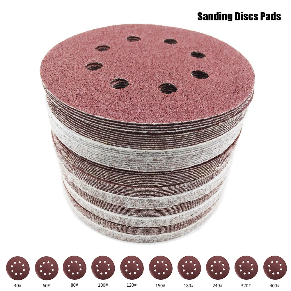 80pcs High Quality Sanding Discs 125mm Abrasive Sand Paper Sanding Disc with Grits  Hook & Loop Backer Plate
