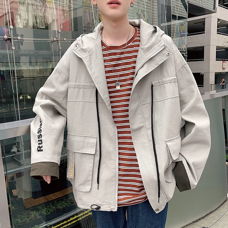 

2020 Autumn Goods chaqueta Male Loose Thick Coat Even Hat Leisure Time bomber Jacket hombre windbreaker Chinese Style Black