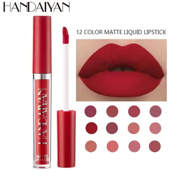 

12 Colors Makeup Matte Velvet Lip Gloss Liquid Moisturizing Waterproof Lipstick Sexy Volume Plump Non-stick Cup Cosmetics TSLM1